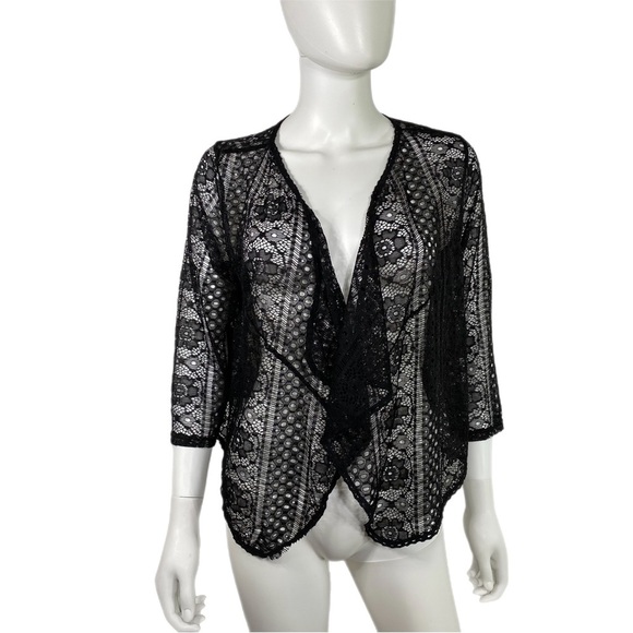 Black Lace See-through Shawl Cardigan Shrug - Picture 1 of 5